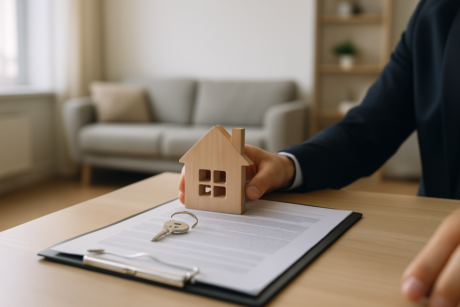 Documenti e calcolatrice su un tavolo in un appartamento moderno, simbolo di valutazione del mutuo immobiliare