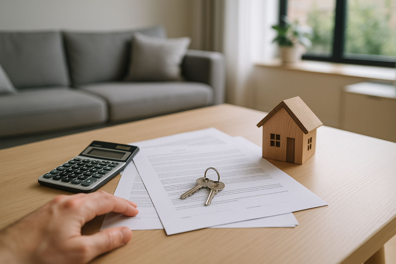 Documenti di mutuo e chiavi di casa su un tavolo, concetto di acquisto immobiliare e andamento dei prezzi